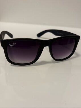 Black Frame Sunglasses with Purple Gradient Lenses
